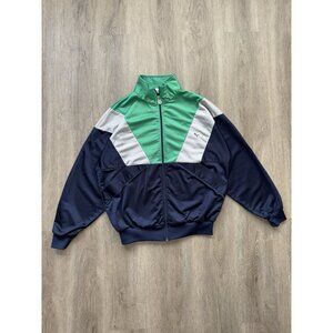 Vintage 80s Puma Sports Wear Full Zip Jacket Running Gym Track Green Silver